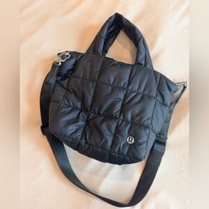 lululemon Black Grid Quilted Crossbody Tote NWOT
